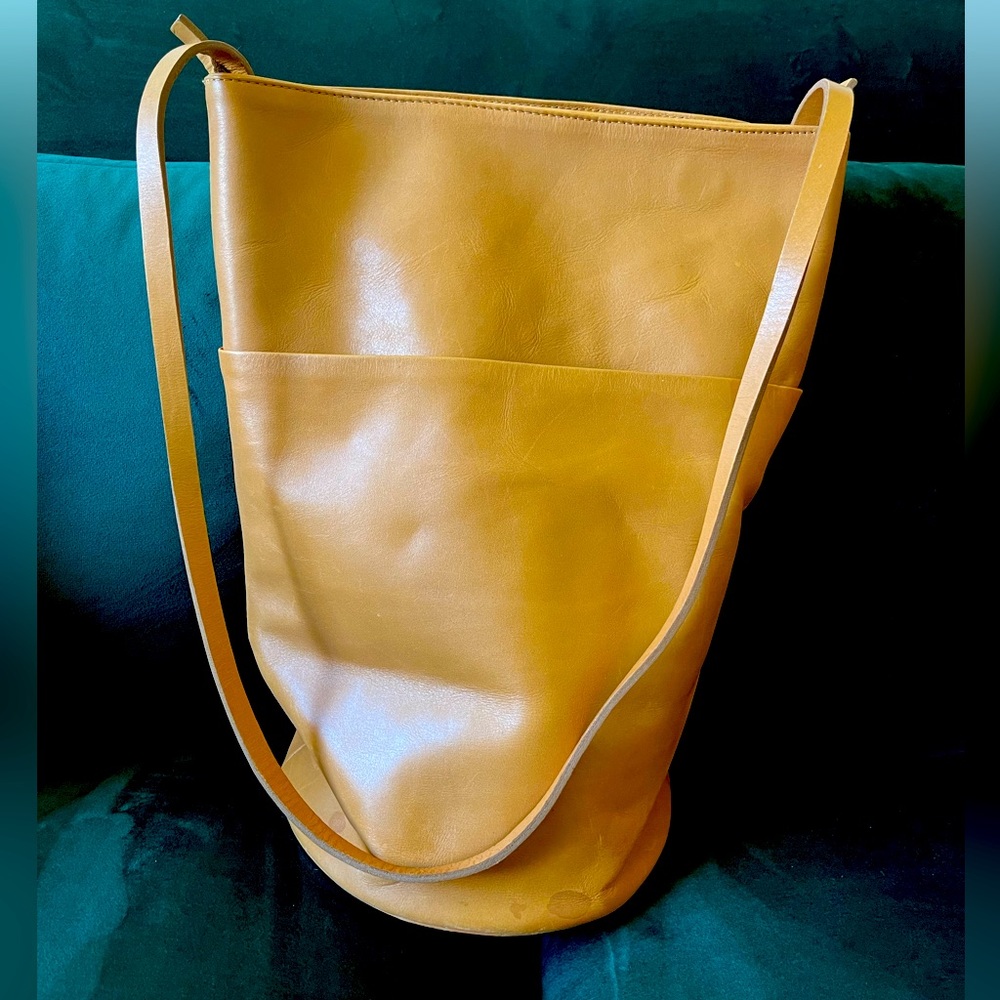 Modern Weaving Bag - crossbody single strap camel leather purse